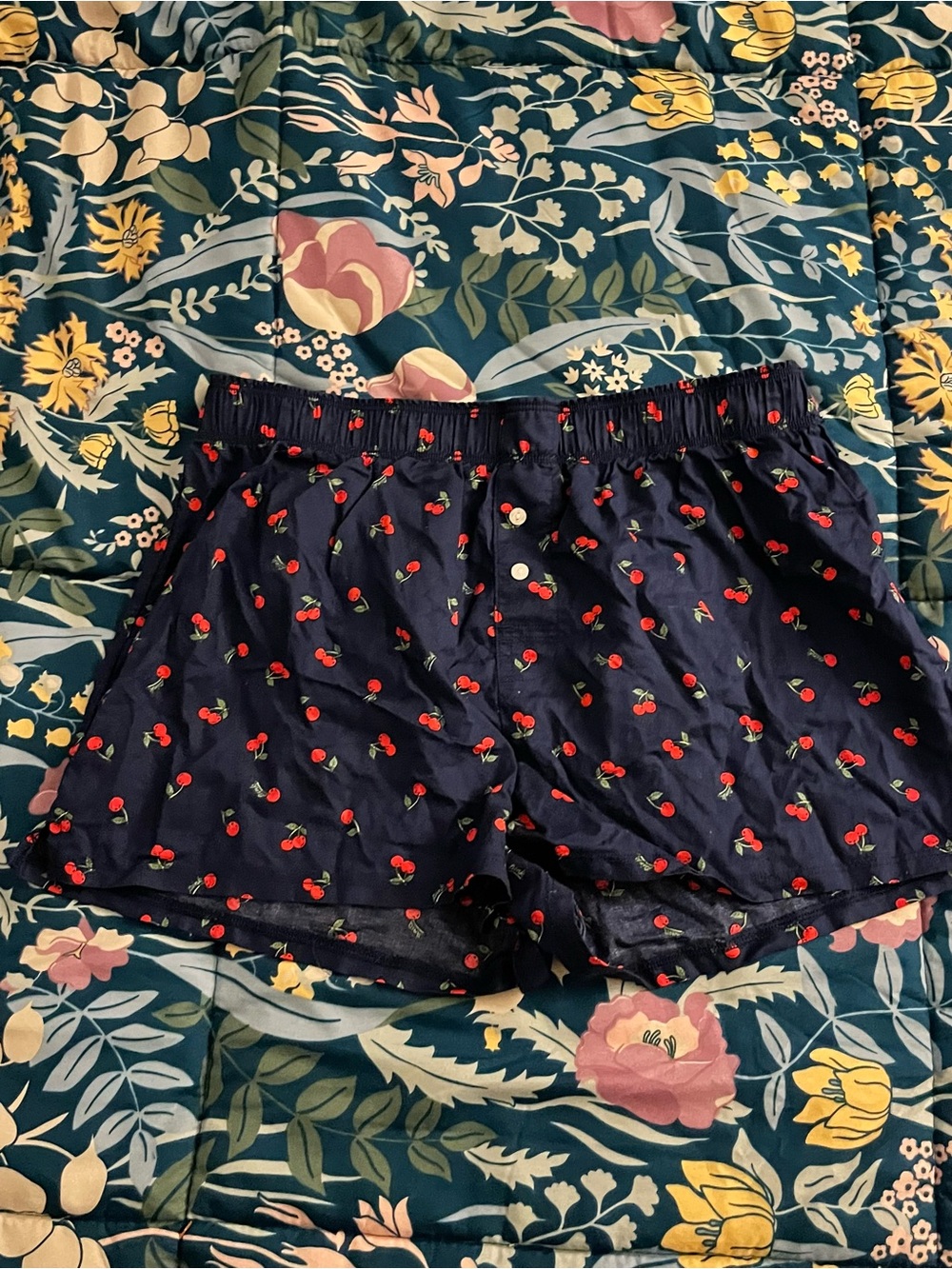PINK Victoria's Secret Navy Cherry-Print Boxer Shorts Women’s Size Small